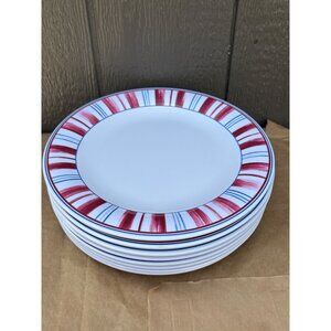 Set Of 8 Longaberger Woven Traditions Stars & Stripes Melamine Dinner Plates